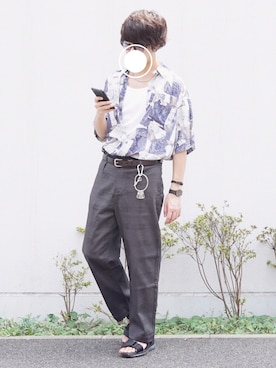 「カラーレンズ」｜「アイテム（アナログ腕時計）」を使った、ばばさん（メンズ・179cm）の夏コーディネート