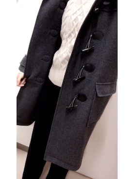 「センタープレスパンツ」｜「アイテム（ダッフルコート）」を使った、やまちゃん𓃹さん（レディース・158cm）の冬コーディネート