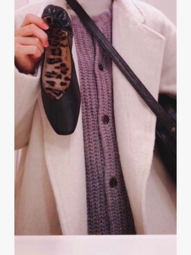 「バブーシュ」｜「アイテム（ステンカラーコート）」を使った、やまちゃん𓃹さん（レディース・158cm）の冬コーディネート