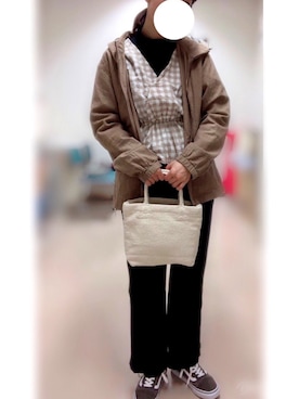 「ぺプラムトップス」｜「アイテム（ブルゾン）」を使った、やまちゃん𓃹さん（レディース・158cm）の春コーディネート