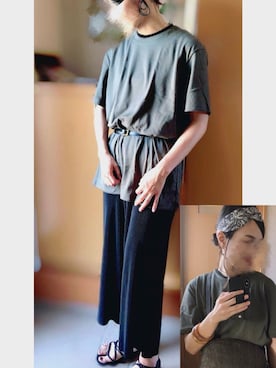 「LEPSIM（レプシィム）の2P ウッドバングル　837799（バングル/リストバンド）」を使った、やまちゃん𓃹さん（レディース・158cm）の夏コーディネート