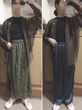 「サテンパンツ」｜「アイテム（スカート）」を使った、やまちゃん𓃹さん（レディース・158cm）の夏コーディネート