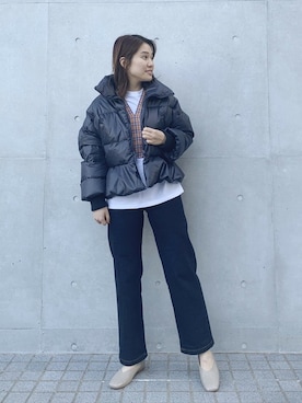 「Ameri（アメリ）のアイテム（ダウンジャケット/コート）」を使った、minami   inoueさん（レディース・162cm）の冬コーディネート