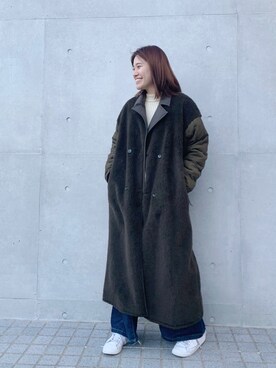 「CLANE（クラネ）のアイテム（モッズコート）」を使った、minami   inoueさん（レディース・162cm）の冬コーディネート