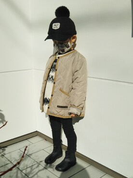 「no brand（ノーブランド）のアイテム（ノーカラージャケット）」を使った、Nozomiさん（キッズ・110cm）の冬コーディネート