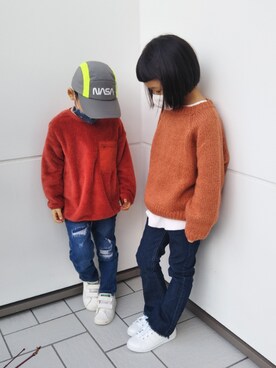 「F.O.KIDS（エフオーキッズ）のアイテム（キャップ）」を使った、Nozomiさん（キッズ・110cm）の冬コーディネート