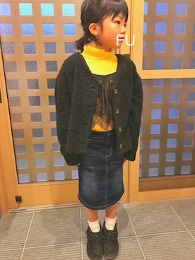 「アイテム（キャミソール）」を使った、福丸麦茶さん（キッズ・110cm）の冬コーディネート