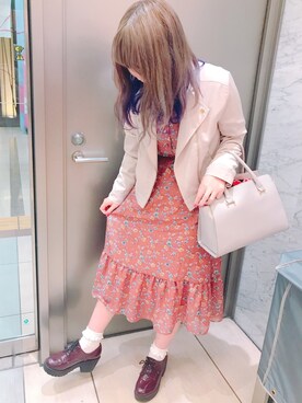 「MAJESTIC LEGON（マジェスティックレゴン）のアイテム（ライダースジャケット）」を使った、RiSa＊さん（レディース・162cm）の春コーディネート