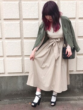 「MAJESTIC LEGON（マジェスティックレゴン）のアイテム（ライダースジャケット）」を使った、RiSa＊さん（レディース・162cm）の春コーディネート