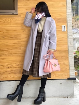 「reca（レカ）のアイテム（チェスターコート）」を使った、RiSa＊さん（レディース・162cm）の冬コーディネート