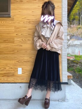「one after another NICE CLAUP（ワンアフターアナザーナイスクラップ）のアイテム（ブルゾン）」を使った、RiSa＊さん（レディース・162cm）の春コーディネート