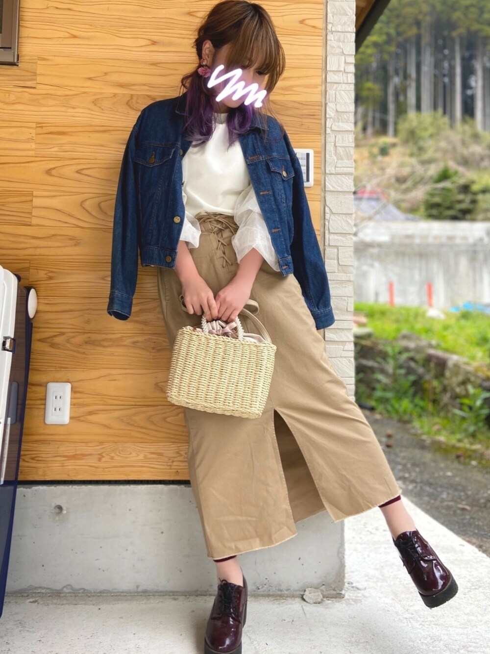 「MAJESTIC LEGONのパールかごショルダー（ショルダーバッグ、ホワイト系）」を使った、RiSa＊さん（レディース・163cm）の春コーディネートの1枚目の写真