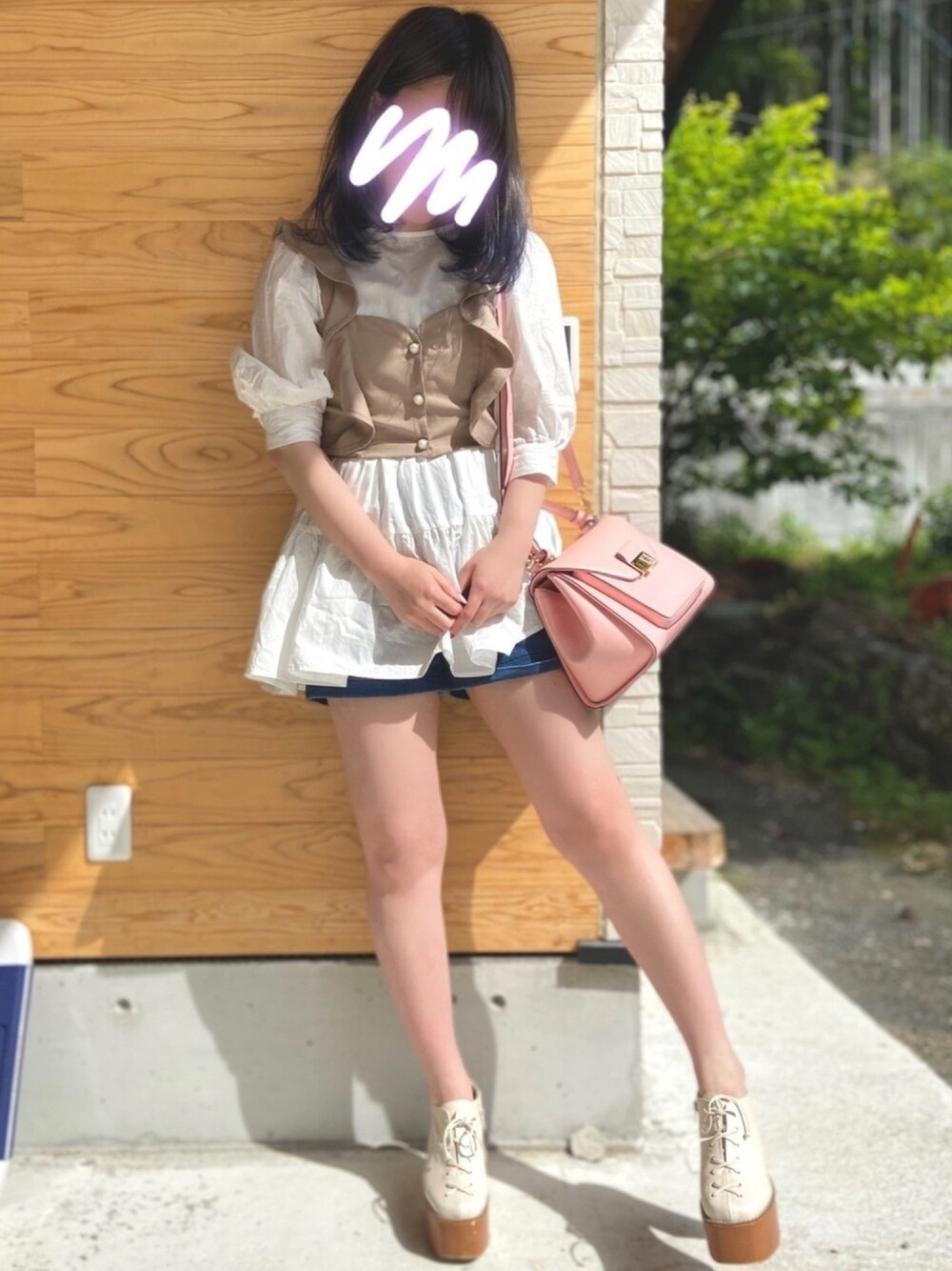 「Heatherのティアードチュニックブラウス　885432（シャツ/ブラウス、ホワイト系）」を使った、RiSa＊さん（レディース・163cm）の春コーディネートの1枚目の写真