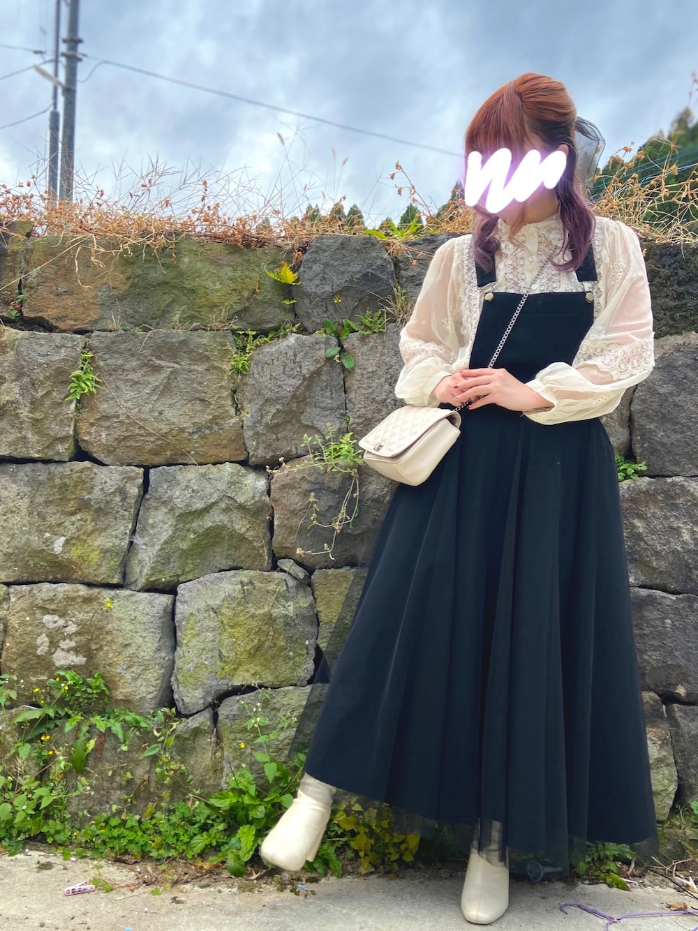 「one after another NICE CLAUPの【WEB限定】レース刺繍シアーブラウス（シャツ/ブラウス、ベージュ系）」を使った、RiSa＊さん（レディース・163cm）の秋コーディネートの1枚目の写真