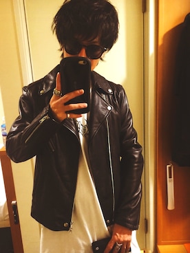 「vetements」｜「アイテム（ライダースジャケット）」を使った、WAMさん（メンズ・173cm）の春コーディネート