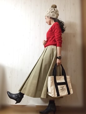 「アイテム（ブーティ）」を使った、naho♥︎∗*ﾟさん（レディース・162cm）の秋コーディネート