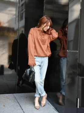 「PLAIN CLOTHING（プレーンクロージング）のアイテム（パンプス）」を使った、chikaさん（レディース・153cm）の冬コーディネート