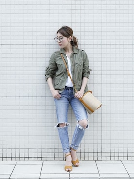 「アイテム（バレッタ/ヘアクリップ）」を使った、chikaさん（レディース・153cm）の春コーディネート