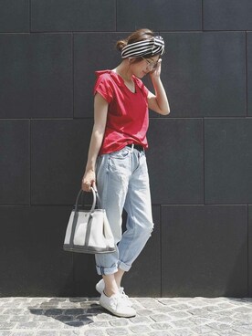 「PLAIN CLOTHING（プレーンクロージング）のアイテム（アクセサリー）」を使った、chikaさん（レディース・153cm）の春コーディネート
