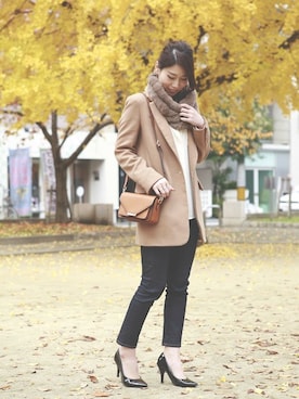 「スヌード」｜chikaさん（レディース・153cm）の秋コーディネート