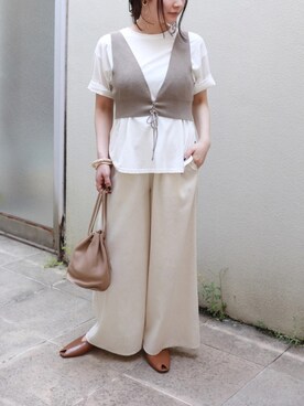 前後2wayレースアップニットビスチェ トップスを使った人気ファッションコーディネート Wear