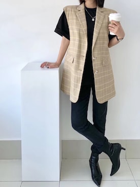 「CIEL（シエル）のアイテム」を使った、苗苗水さん（レディース・158cm）の秋コーディネート