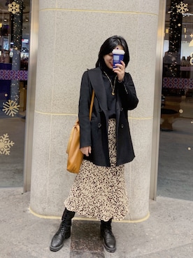 「CIEL（シエル）のアイテム」を使った、苗苗水さん（レディース・158cm）の冬コーディネート