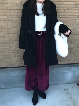 「BACKS（バックス）のアイテム（パンツ）」を使った、KEITOさん（レディース・165cm）の冬コーディネート