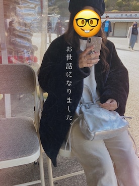 「白黒」｜「アイテム（ハンチング/ベレー帽）」を使った、ayakaさん（レディース・155cm）の冬コーディネート