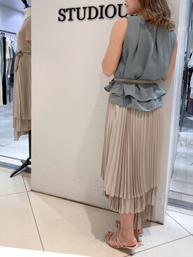 「CLANE（クラネ）のアイテム（スカート）」を使った、結女さん（レディース・157cm）の夏コーディネート