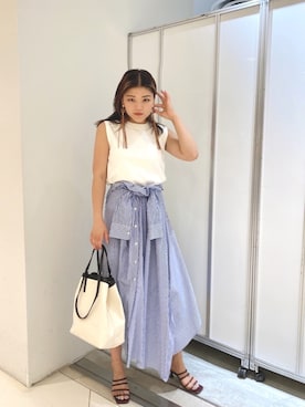 「STUDIOUS（ステュディオス）のアイテム（サンダル）」を使った、結女さん（レディース・157cm）の夏コーディネート