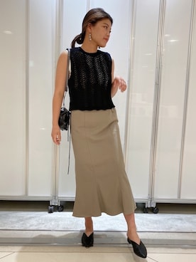 「STUDIOUS（ステュディオス）のアイテム（サンダル）」を使った、結女さん（レディース・157cm）の夏コーディネート