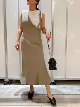 「STUDIOUS（ステュディオス）のアイテム（サンダル）」を使った、結女さん（レディース・157cm）の夏コーディネート