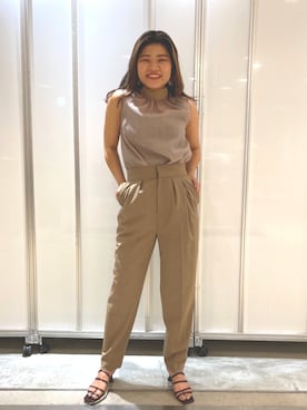 「STUDIOUS（ステュディオス）のアイテム（サンダル）」を使った、結女さん（レディース・157cm）の夏コーディネート