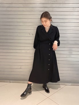 「STUDIOUS（ステュディオス）のアイテム（ワンピース/ドレス）」を使った、結女さん（レディース・157cm）の秋コーディネート