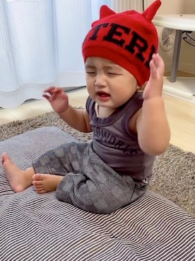 「男の子ベビー」｜「アイテム（ニットキャップ/ビーニー）」を使った、ruirui2019さん（キッズ・80cm）の秋コーディネート