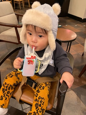 「アイテム（スタイ/よだれかけ、グレー系）」を使った、ruirui2019さん（キッズ・80cm）の秋コーディネート