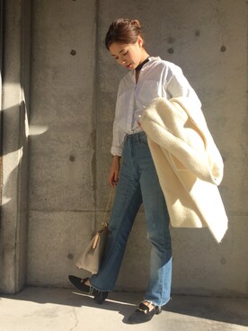 「SLY（スライ）のアイテム（財布/小物）」を使った、伊地知朋子さん（レディース・153cm）の冬コーディネート