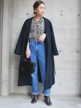 「Martin Margiela」｜「アイテム（チェスターコート）」を使った、伊地知朋子さん（レディース・153cm）の冬コーディネート
