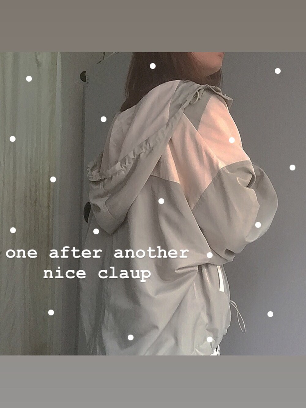 「one after another NICE CLAUPの配色ナイロンブルゾン（ブルゾン、グリーン系）」を使った、電波ルルさん（レディース・158cm）の春コーディネートの1枚目の写真