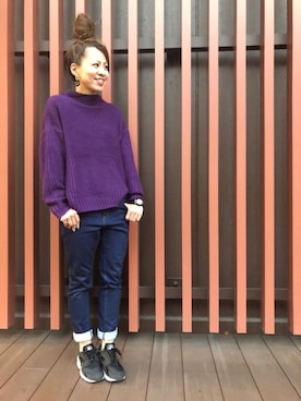 「Three Four Time（ｽﾘｰﾌｫｰﾀｲﾑ）のアイテム（アクセサリー）」を使った、MEGさん（レディース・160cm）の冬コーディネート