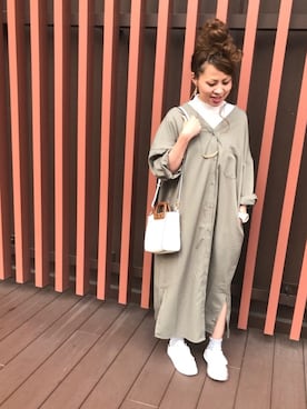 「Green　Parks（グリーンパークス）の・ウッドハンドルショルダ-バッグ（ショルダーバッグ）」を使った、MEGさん（レディース・160cm）の冬コーディネート