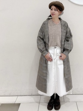 「earth music&ecology（アースミュージックアンドエコロジー）のアイテム（トレンチコート）」を使った、MEGさん（レディース・160cm）の秋コーディネート