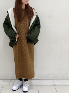 「大人ガーリー」｜「アイテム（モッズコート）」を使った、MEGさん（レディース・160cm）の冬コーディネート