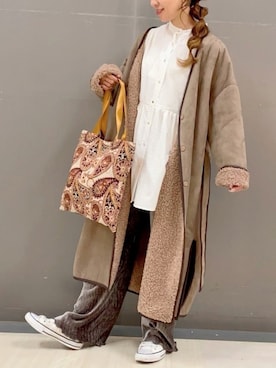 「ボア」｜「アイテム（チュニック）」を使った、MEGさん（レディース・160cm）の冬コーディネート