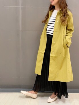 「Green　Parks（グリーンパークス）のアイテム（ステンカラーコート）」を使った、MEGさん（レディース・160cm）の冬コーディネート