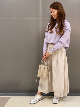 「Green　Parks（グリーンパークス）のアイテム（パーカー）」を使った、MEGさん（レディース・160cm）の春コーディネート