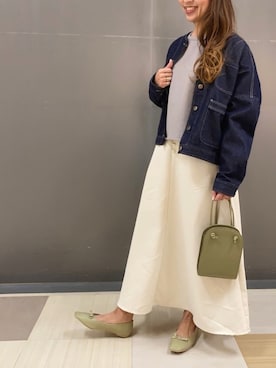 「Green　Parks（グリーンパークス）のアイテム（ノーカラージャケット）」を使った、MEGさん（レディース・160cm）の春コーディネート