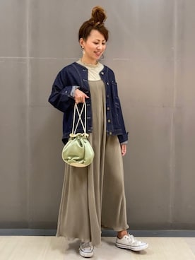 「Green　Parks（グリーンパークス）のアイテム（ノーカラージャケット）」を使った、MEGさん（レディース・160cm）の春コーディネート
