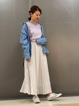 「ワッシャースカート」｜MEGさん（レディース・160cm）の春コーディネート